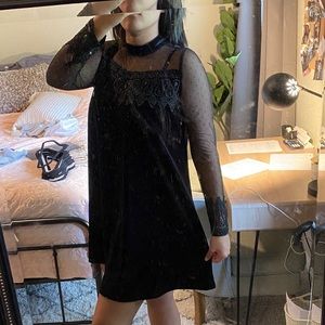 black crushed velvet dress